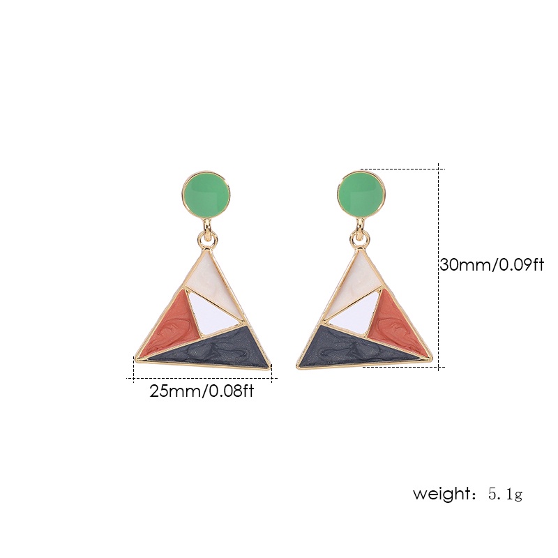 Khuyên tai Pinkdudu PD574 hình tam giác bằng hợp kim nhiều màu sắc sáng tạo cho nữ