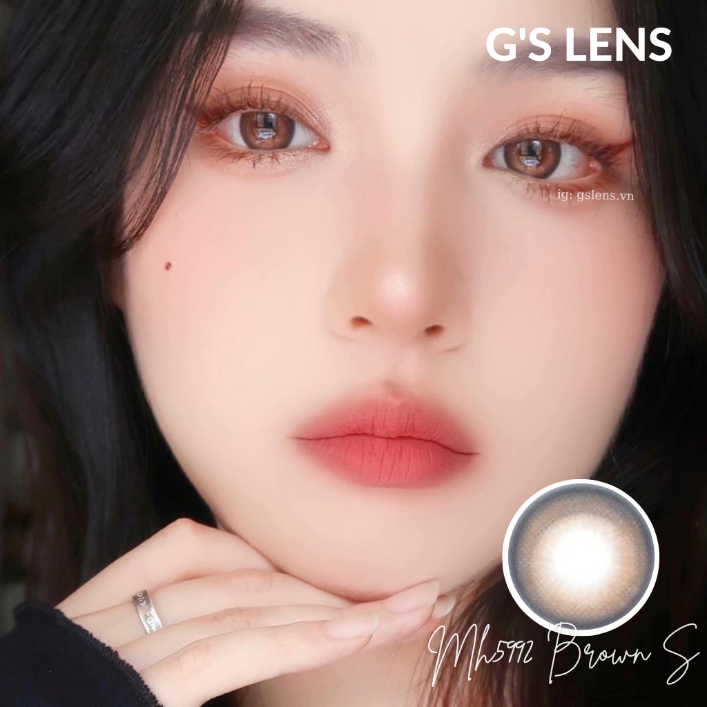 Lens Mắt Kính Áp Tròng Nâu Xanh Siêu Hot Douyin Size S 14.2mm Có 0 Đến 6 Độ Cận Mh5992 Brown