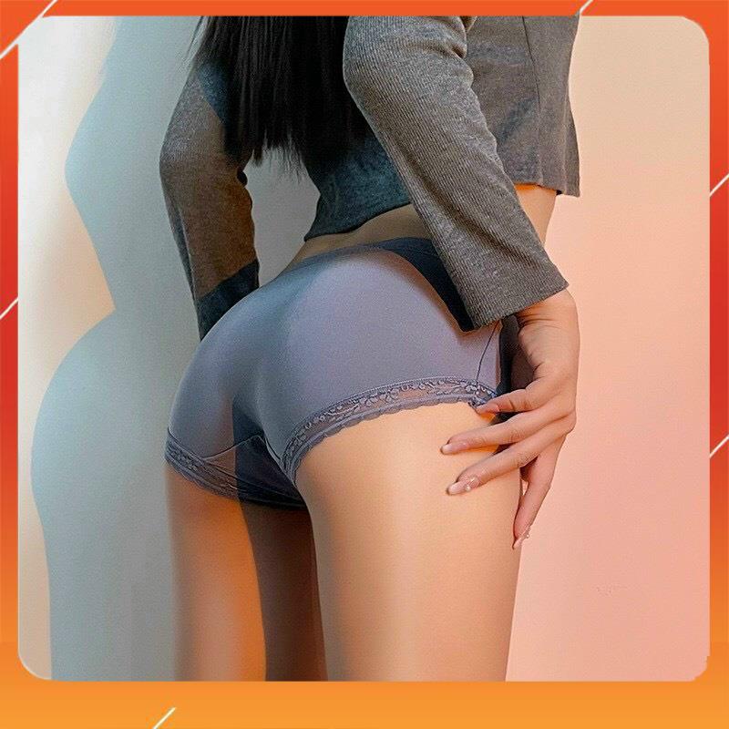 Quần lót nữ lụa tàng hình cao cấp kháng khuẩn mềm mại thoáng mát mix ren siêu xinh Q3920