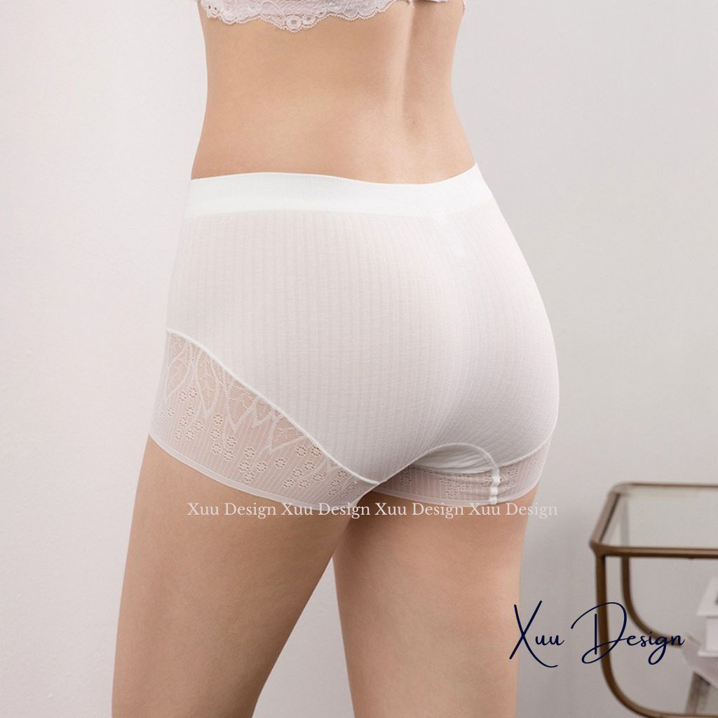 Quần mặc váy XUU vải cotton phối ren cao cấp không lộ viền, không hằn vết mềm mịn thoáng mát - QV07