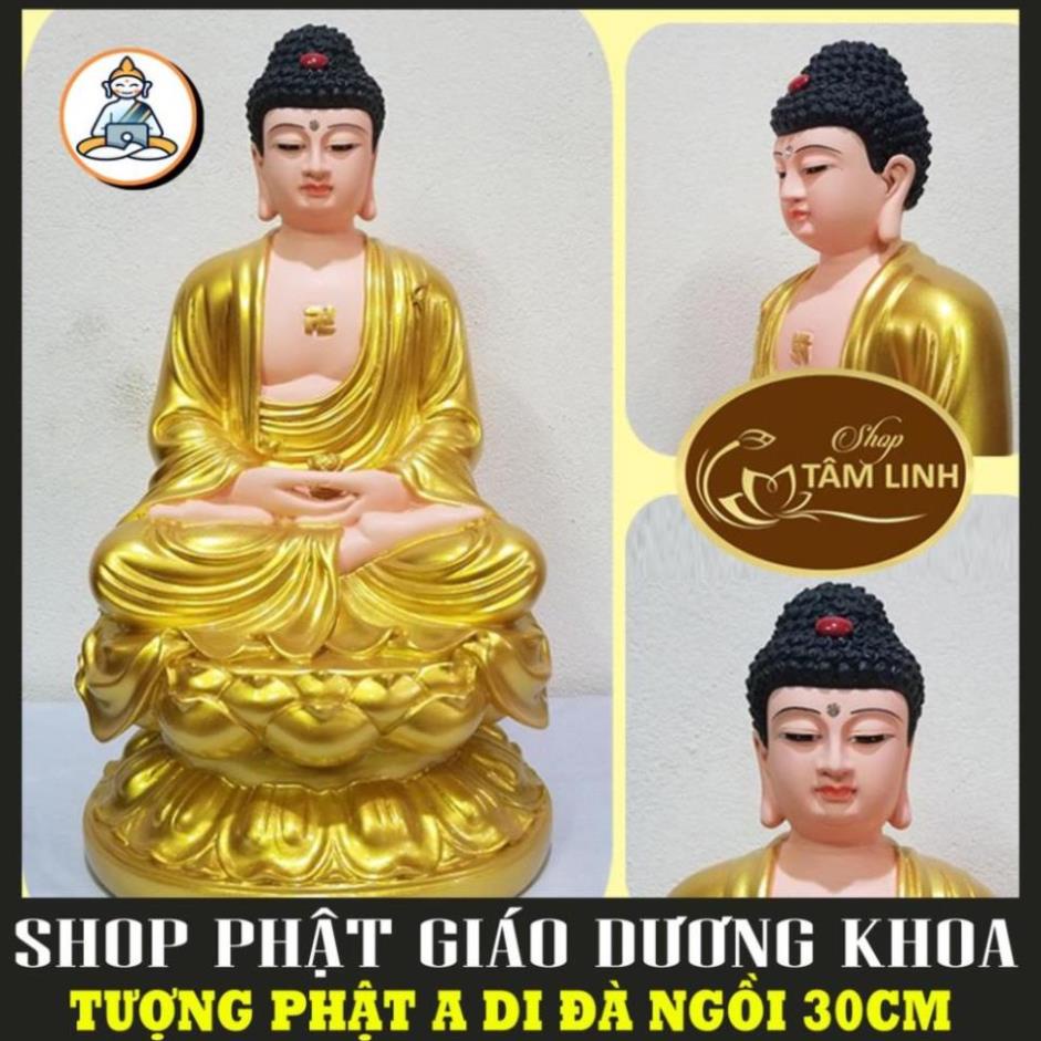 Tôn Tượng A Di Đà Ngồi cao 30cm - Tượng Phật Thờ Cúng A Di Đà Composite Cao 30cm cực đẹp chính hãng