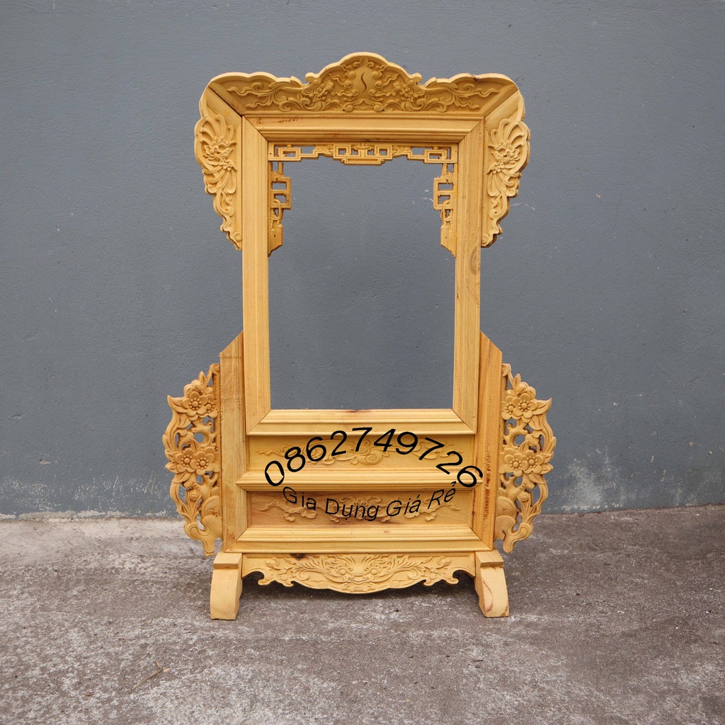 (Giá Rẻ)Khung ảnh thờ gia tiên chiện mai gỗ mít
