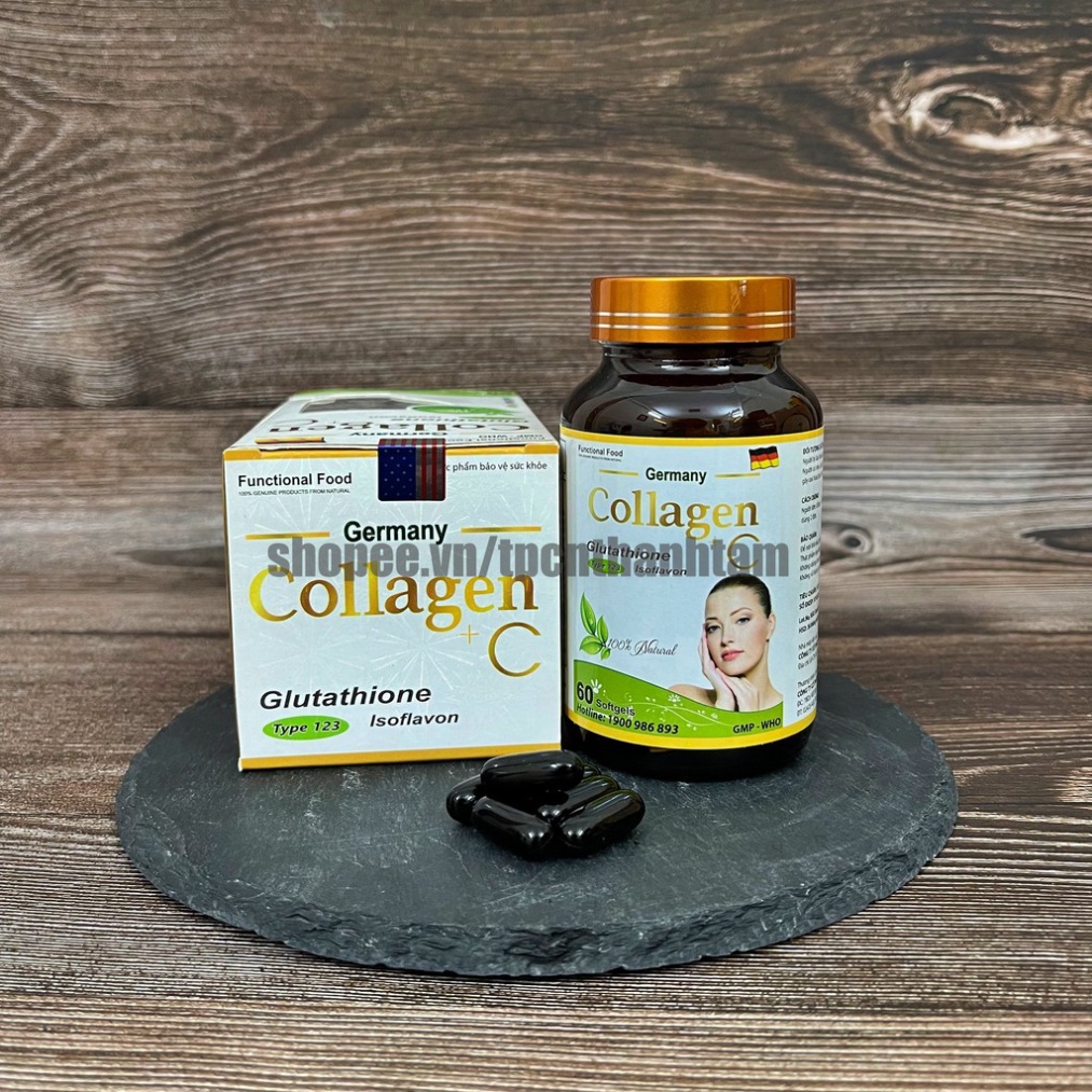 [ Mẫu mới ] Viên uống COLLAGEN +C hỗ trợ làm đẹp da, sáng da, trắng sáng da   - Hộp 60 viên tiêu dùng 30 ngày