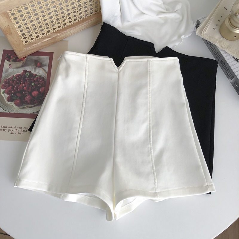 Quần Short Lưng Cao Dáng Chữ a Màu Sắc Đơn Giản Dễ Phối Đồ Cho Nữ