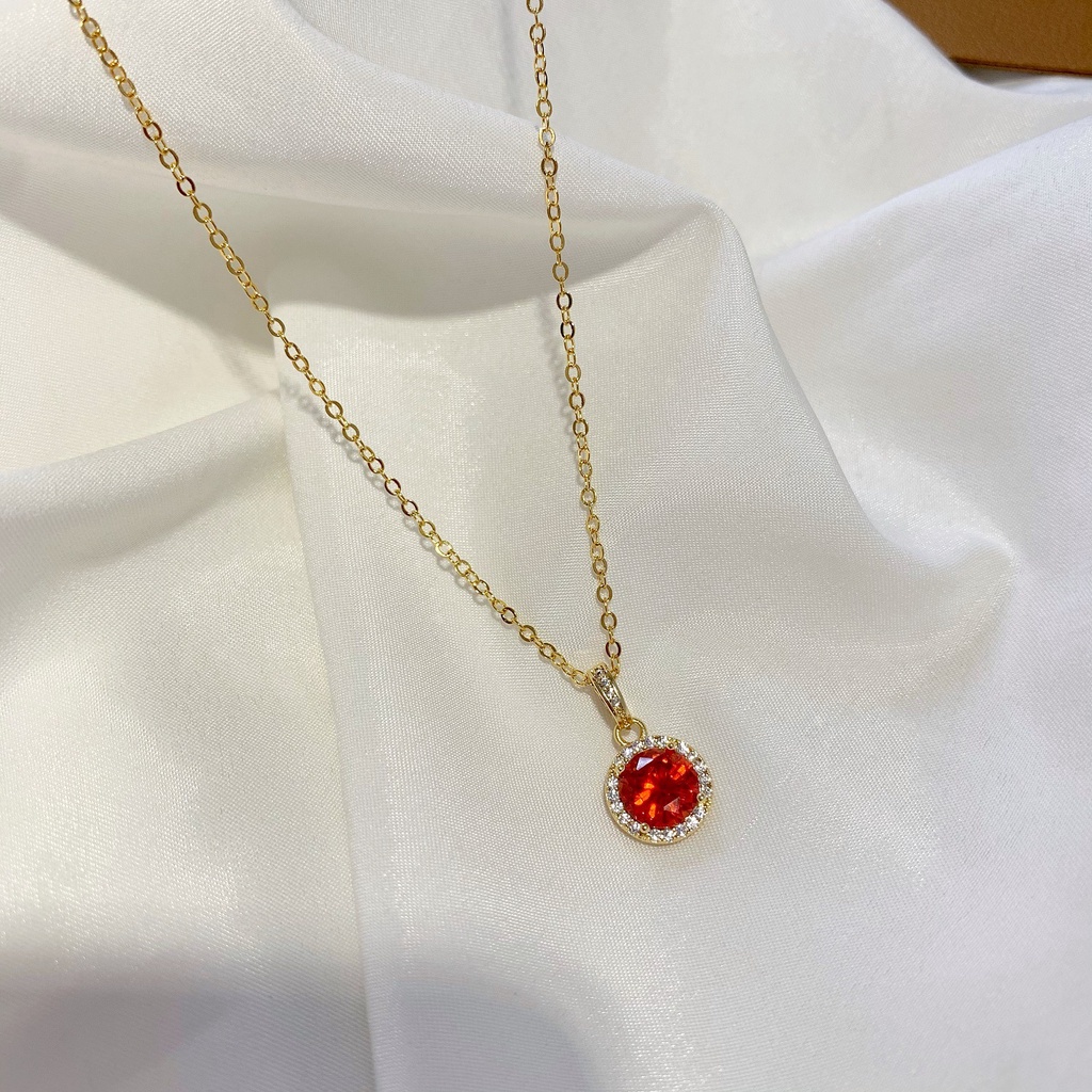 Dây Chuyền Nữ Đính Đá Mạ Vàng 18K Cao Cấp, Vòng Cổ Mặt Dây Chuyền Nữ Thời Trang