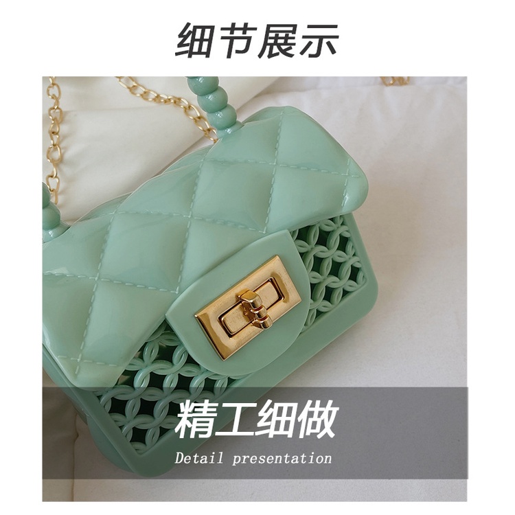 Túi Đeo JASMIN NOIR Chéo Nắp Gập Phối Dây Xích Khoét Rỗng Cho Nữ