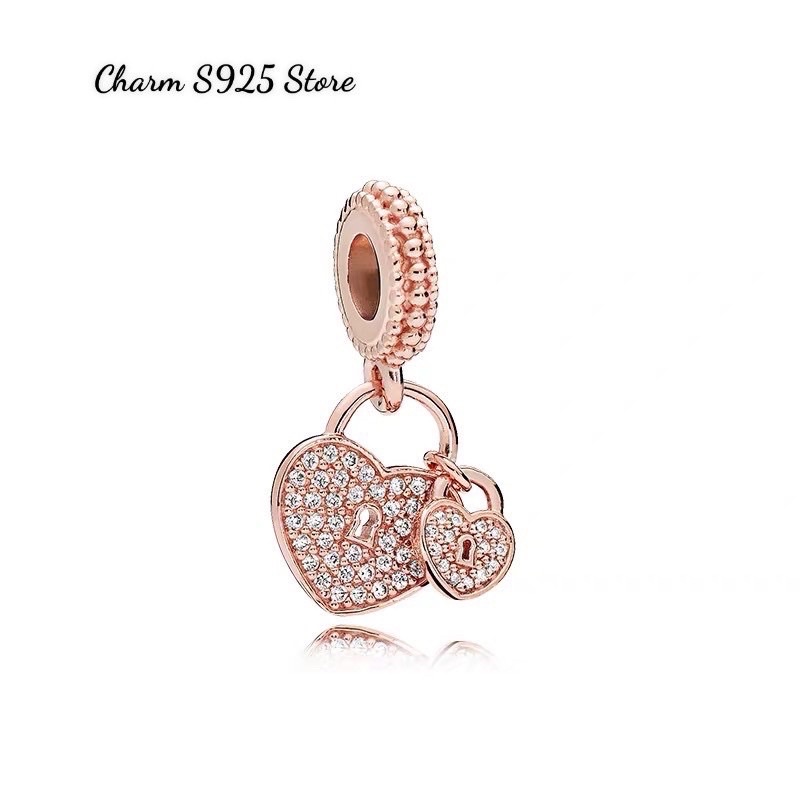 combo bộ vòng tay pan Ale mix 7 hạt charm hoa hồng bạc s925 cao cấp