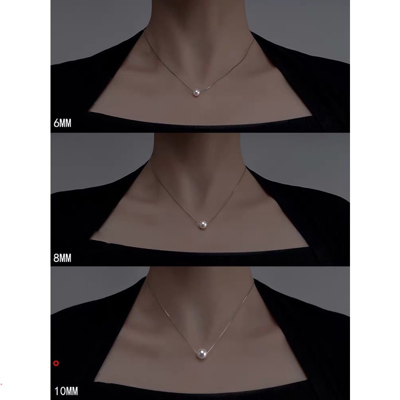 Vòng cổ Mạ Bạc 925 6mm / 8mm / 10mm Hình Vỏ Sò Đính Ngọc Trai