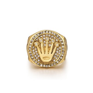 Nhẫn Nam Titan Rolex Kim Cương Mạ Vàng 18K