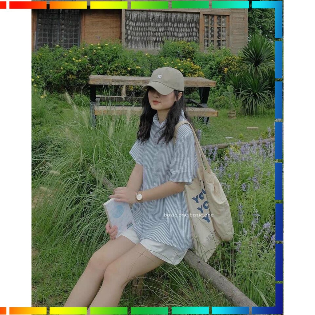 ( ẢNH THẬT ) - SET SƠ MỈ KẺ XẺ LƯNG TAY LỠ KÈM QUẦN SHORT KAKI TRẮNG PHONG CÁCH TEEN HÀN QUỐC FORM Đ