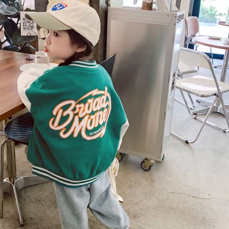 Áo khoác bóng chày thời trang xuân thu hàng mới 2021 thời trang thường ngày dáng rộng kiểu Tây dành cho trẻ em