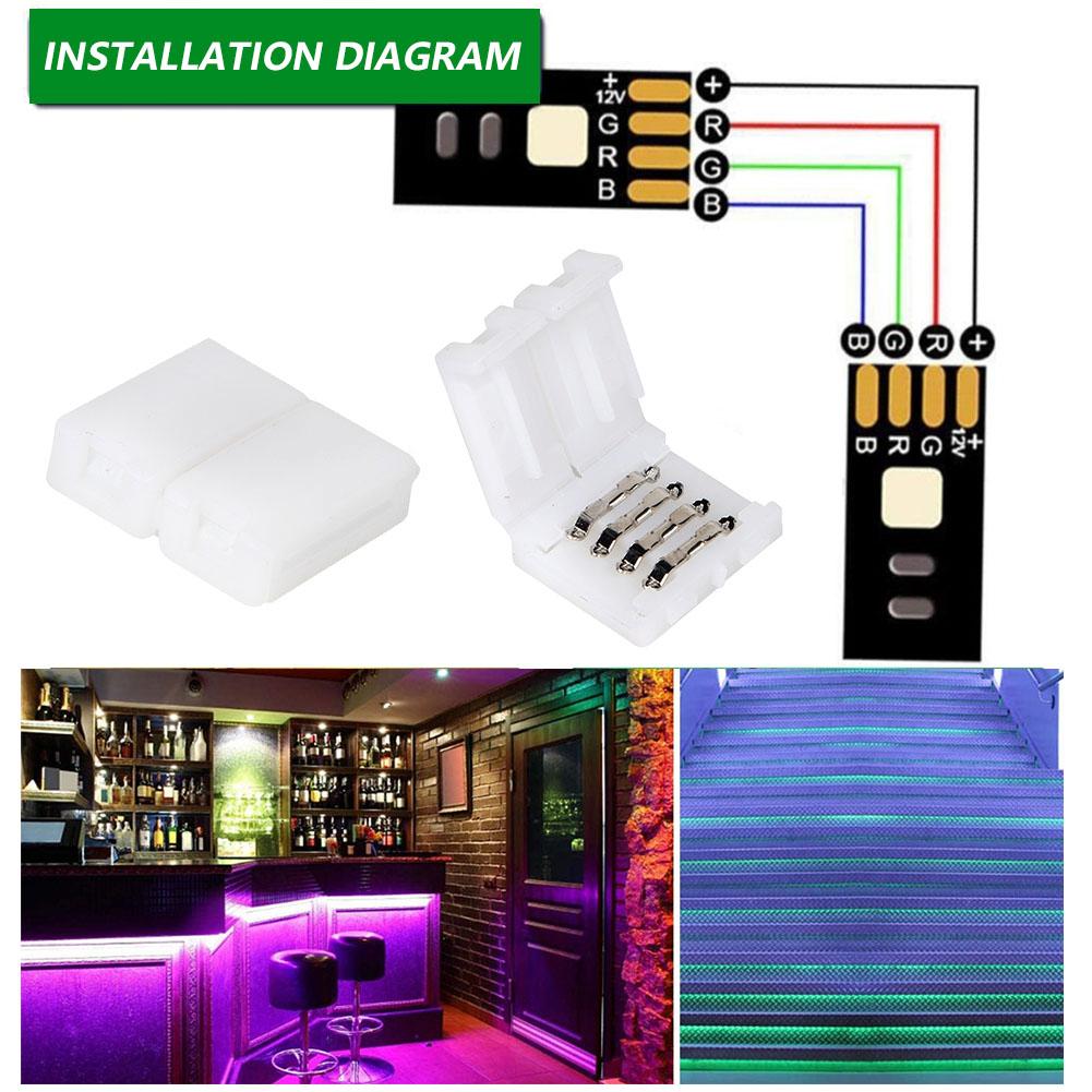 10 Cái / Bộ 10mm 4 Pin LED RGB Đầu nối LED Kết nối Mở rộng Kết nối không dây không khe hở không cần hàn SMD 5050 RGB