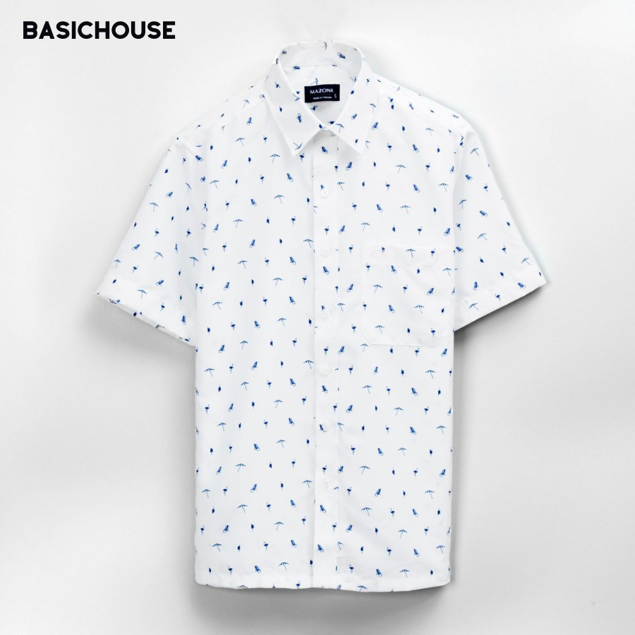 [CHÍNH HÃNG] Áo sơ mi nam ngắn tay 👘 áo sơ mi cao cấp nam hoạ tiết basic | BASICHOUSE | BigBuy360 - bigbuy360.vn