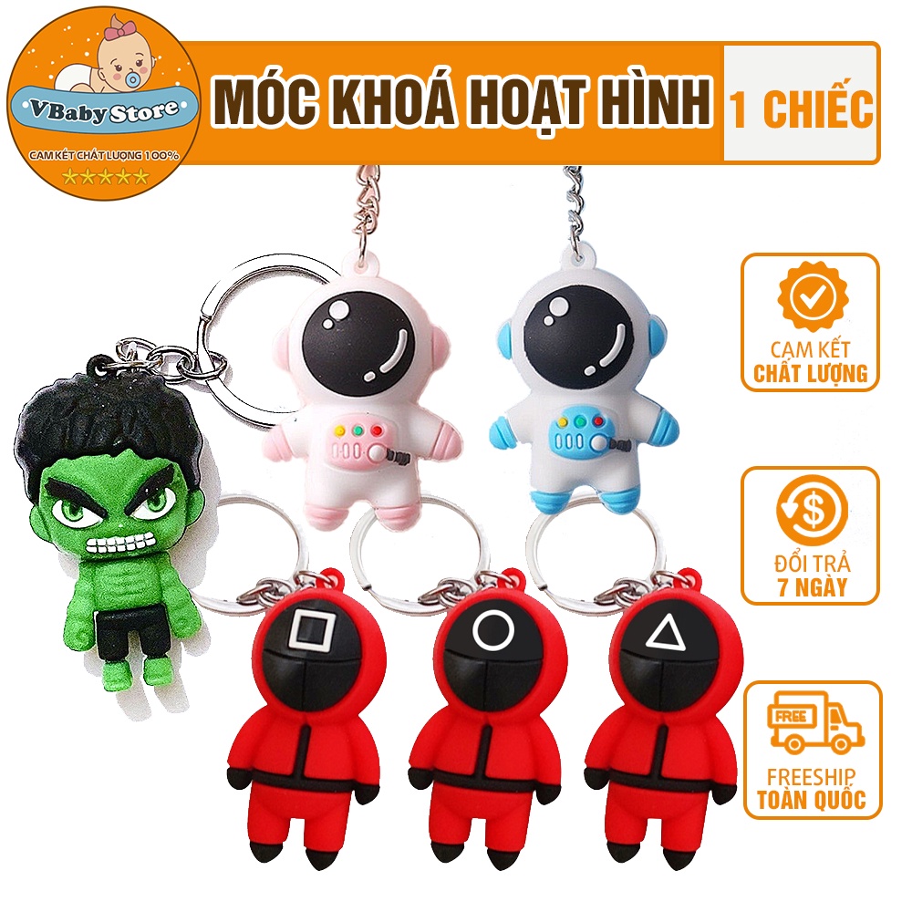Móc khoá -Móc khoá cute hoạ tiết hoạt hình siêu dễ thương treo xe máy, balo hoặc làm móc treo đôi