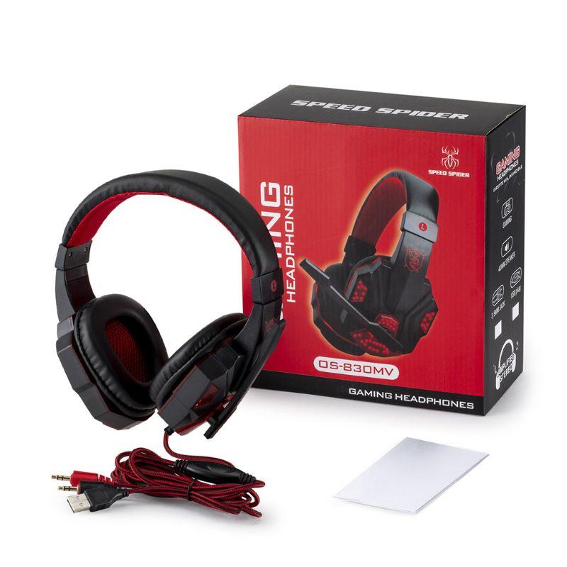 Tai Nghe Trùm Đầu Chơi Game Có MIC Và Đèn LED Jack 3.5mm Cho Máy Tính