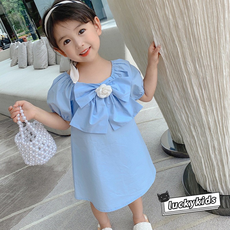 Đầm vải cotton thắt nơ xinh xắn cho mẹ và bé