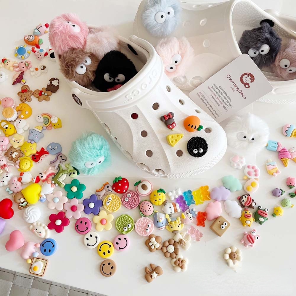 Phụ Kiện Nút Trang Trí Giày Crocs Hình Mặt Cười 6 Màu Dễ Thương Diy