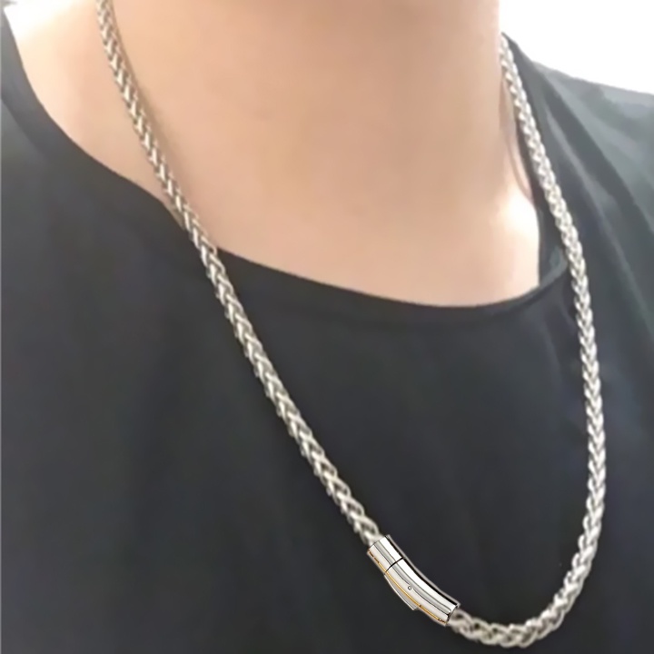 Dây chuyền inox kiểu bông dừa xoắn 3mm khóa gài vip sáng đẹp, không đen, thể hiện phong độ, đẳng cấp của người đeo