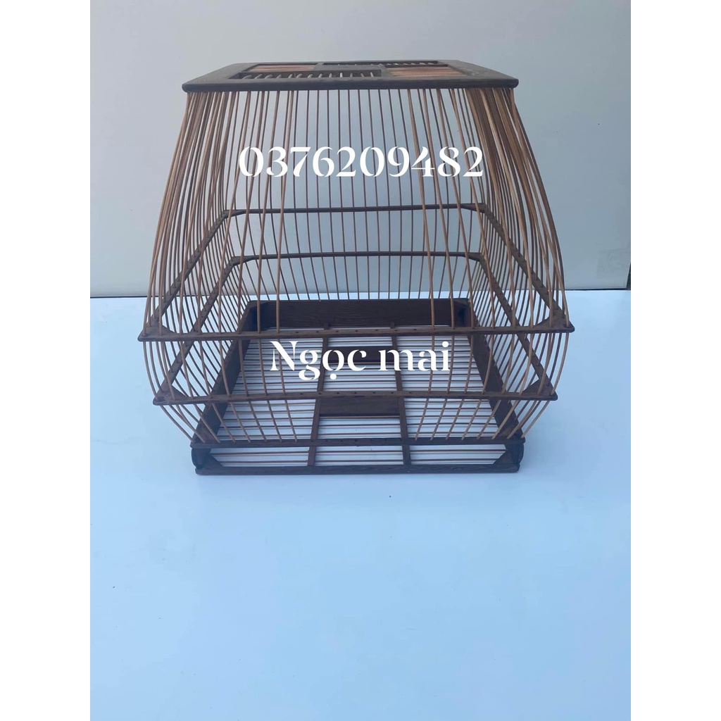 Khung lồng sing tự ráp gỗ mun đuôi công  chân quỳ họa tiết sắc nét vân đẹp cao cấp DC01