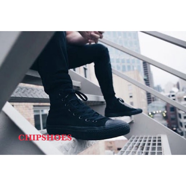Giày ⚡Converse Classic Full Đen⚡Cao Cấp Cổ Cao,Thấp [Full Box] - CV Full Đen Nam Nữ VNXK