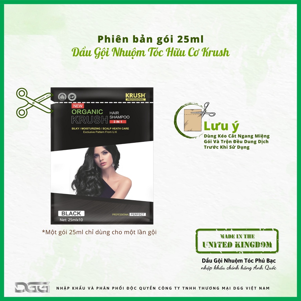 [ Gói lẻ 25ml ] Dầu gội nhuộm tóc hữu cơ ⭐️ Krush Anh Quốc ⭐️