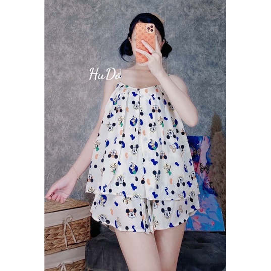 Bộ Lụa Hai Dây Mặc Nhà