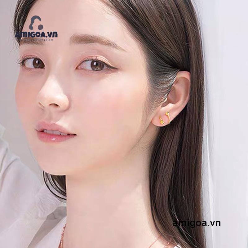 ✨✨1 Đôi Bông Tai Nữ Bằng Đồng Phong Cách Retro Đơn Giản Mùa Xuân