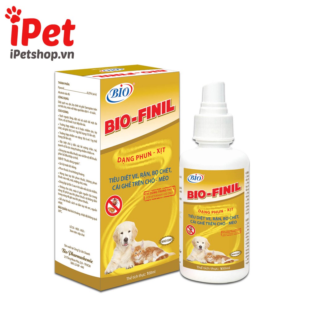  Chai Xịt Diệt Ve Rận Bọ Chét Cho Chó Mèo - Bio Finil - iPet Shop