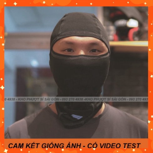 NHƯ ẢNH - Mẫu khăn trùm đầu Ninja F1 Swat đen kẻ chỉ bạc xám phiên bản Racing cao cấp đội Fullface