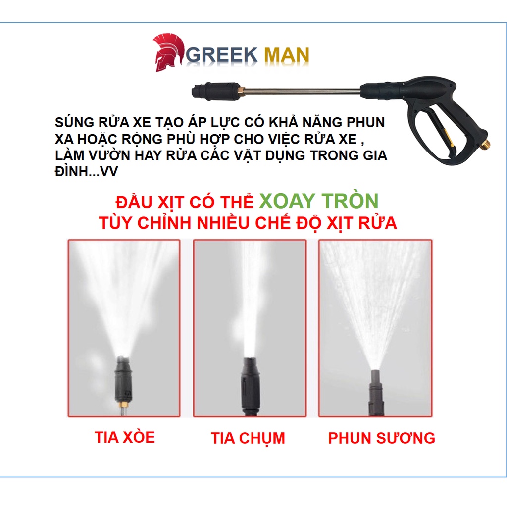 Máy rửa xe GreekMan - Thân máy 9kg - Có chỉnh áp - 3200W