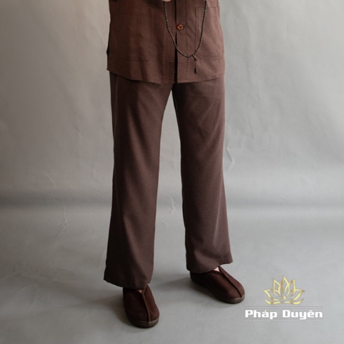 Bộ Quần Áo Thiền Nam Ngắn Tay Nút Nhựa, Vải Lanh Linen Hàn Quốc - Màu Nâu, Xám, Nâu Đen - Bộ Phật Tử, Đồ Lễ Đi Chùa