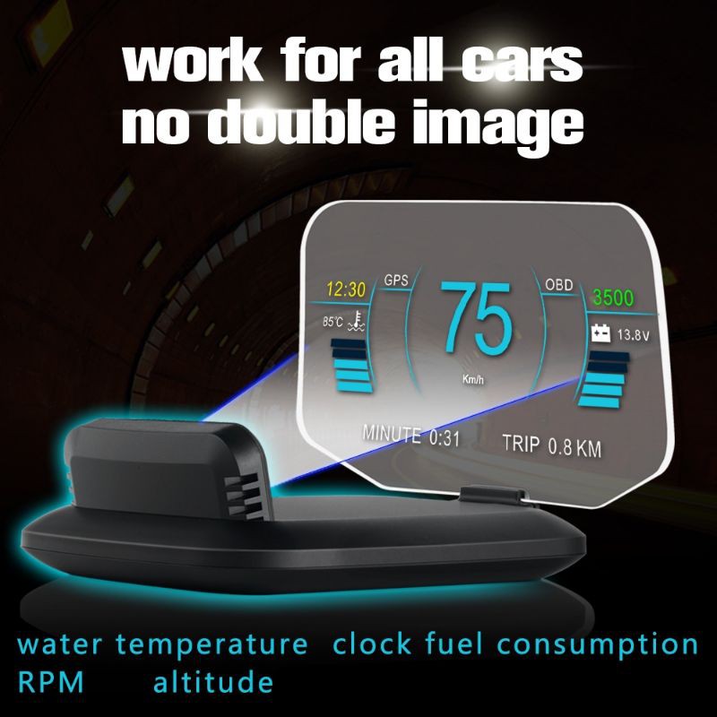 HUD C1 hiển thị tốc độ &amp; cảnh báo tốc độ ô tô xe hơi màn hình màu thay đổi nhiều giao diện OBD2 + USB GPS hiện đại
