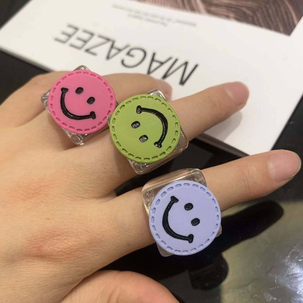 Nhẫn Đeo Ngón Tay Trong Suốt Hình Vuông / Chữ Nhật 2021 Phong Cách Hàn Quốc Ngọt Ngào Thời Trang Cho Nữ