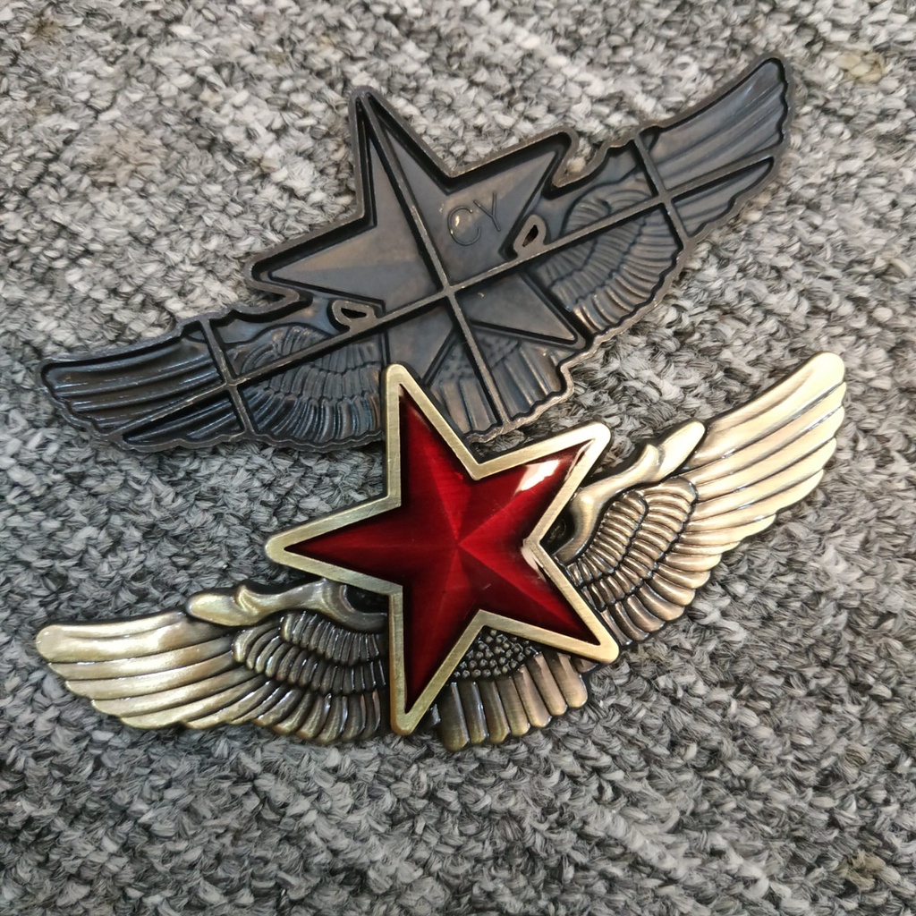 Logo hợp kim dán xe hình ngôi sao - đôi cánh đại bàng 10.8x5cm