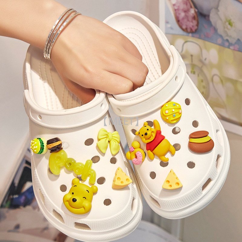[MEET] Phụ Kiện Khóa Cài Giày Crocs DIY Hình Hoạt Hình Gấu Pooh Trang Trí Hoa croc Jobz charm Cartoon