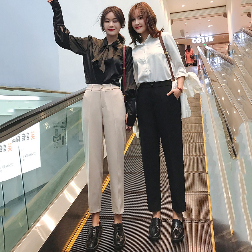 Quần vải nữ lưng cao Style Hàn Quốc chất vải cát Hàn - Dáng đứng lưng cao - Forrm trơn cực dễ phối đồ | BigBuy360 - bigbuy360.vn