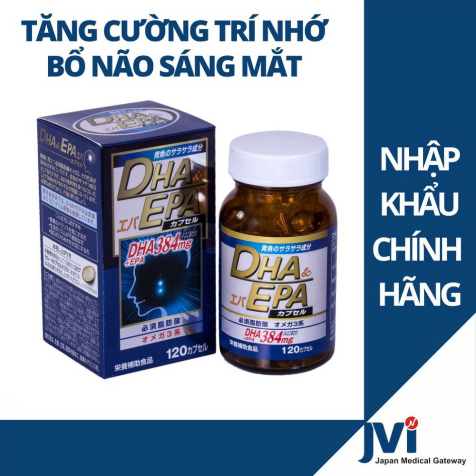 XẢ KHO LỖ VỐN [CHÍNH HÃNG] Viên uống DHA EPA Nhật Bản. Bổ não sáng mắt  Tăng cường tí não cải thiện tập trung. Hộp 120 v