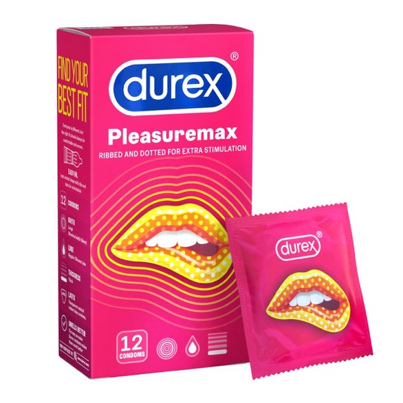 (Hàng Chính Hãng)Hộp 12 Bao Cao Su Gân Gai Durex Pleasuremax Cảm Xúc Mãnh Liệt