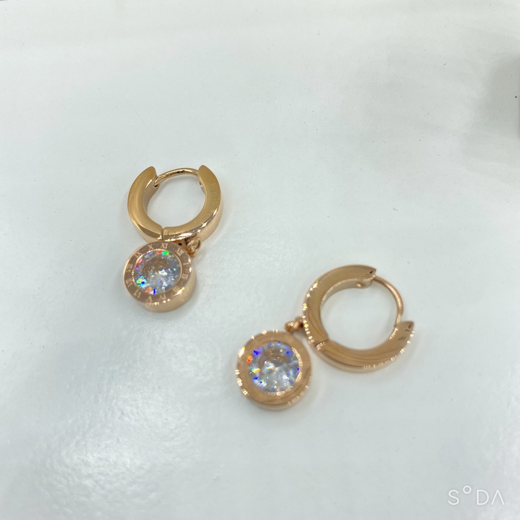 Bông tai nữ titan Zircon đính đá E5-308c - CAM KẾT KHÔNG BAY MÀU