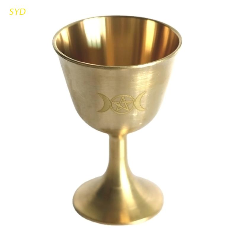 Cốc màu vàng kim bằng đồng thau dùng để thực hiện nghi lễ mặt trăng dụng cụ chiêm tinh/ bàn thờ độc đáo