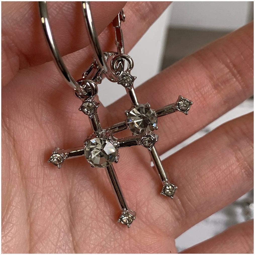 Bông Tai Hình Tròn Đính Đá Zircon Phong Cách Đường Phố Hàn Quốc Dễ Phối Đồ