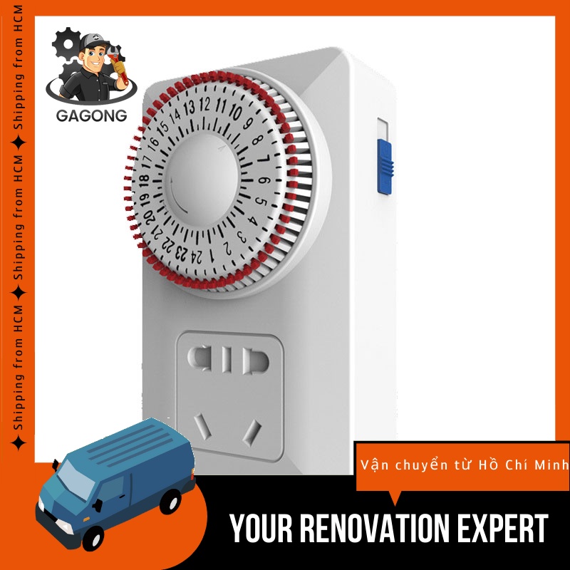 Ổ cắm gia đình 220v 3 chân giắc cắm với thiết bị công tắc hẹn giờ 24 giờ / hỗ trợ tự động bật