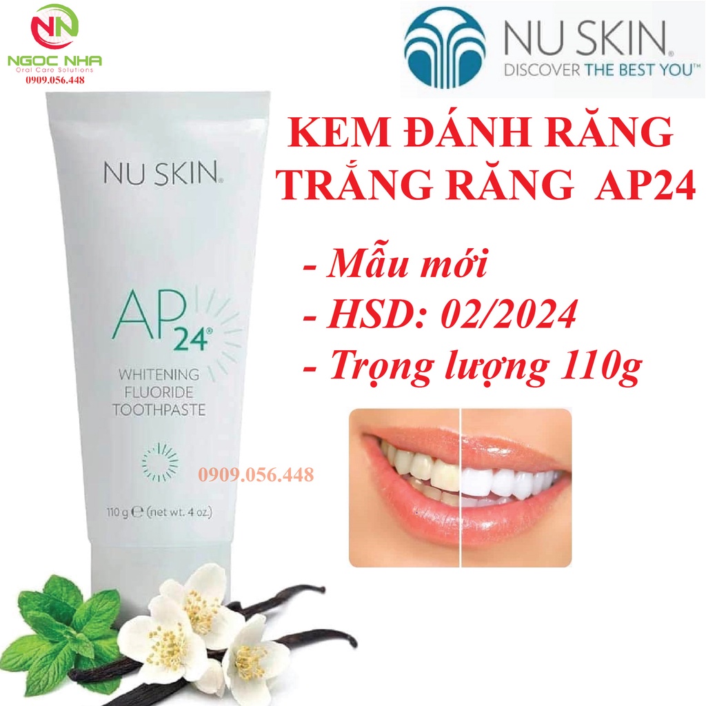 Kem đánh răng trắng răng và ngừa sâu răng Nuskin AP24 Whitening Flouride Toothpaste, tuýp 110g - Mỹ (HSD: 2/2024)