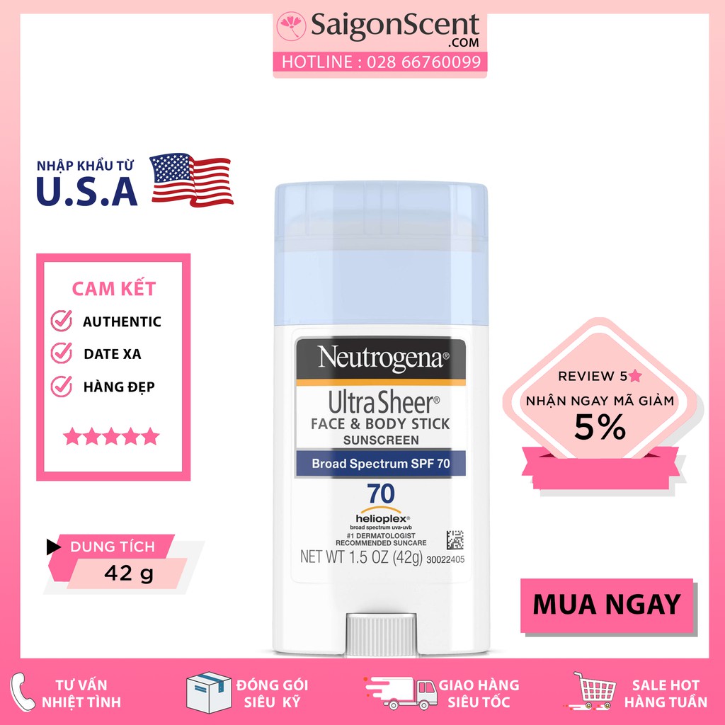 Sáp chống nắng Neutrogena Ultra Sheer Face and Body Stick SPF 70 ( 42g )