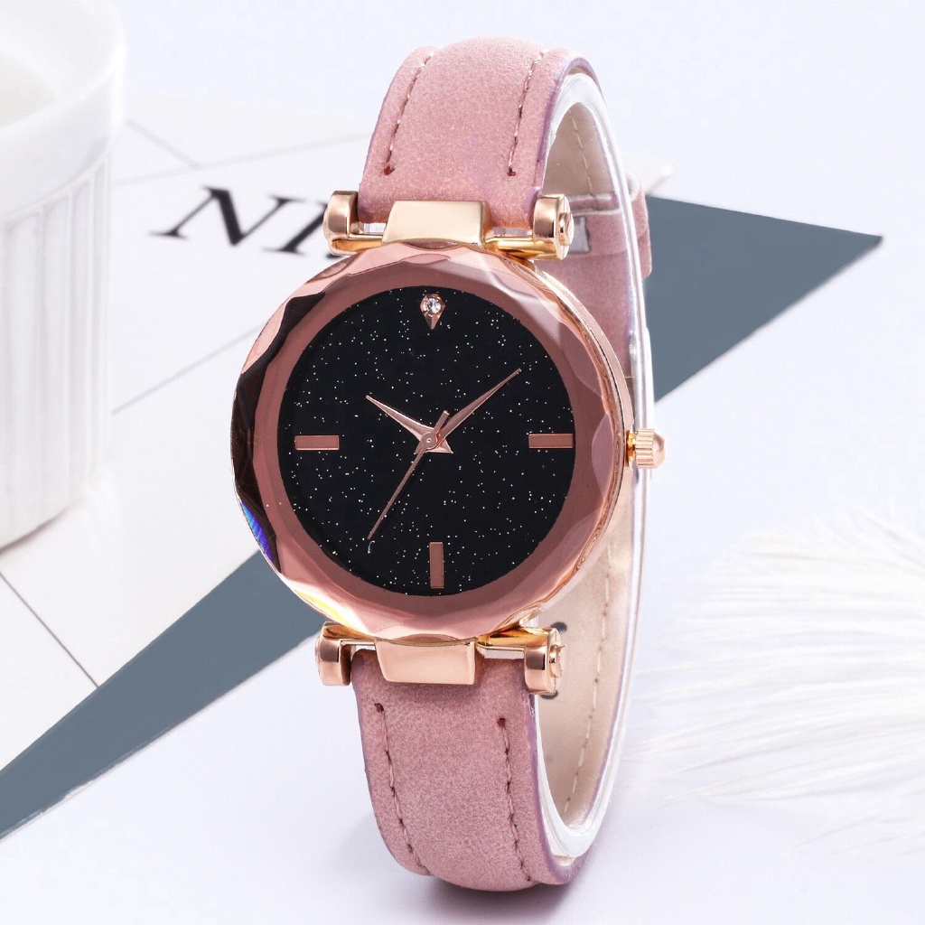 Kegllect Đồng Hồ Nữ Dây Da Mặt Hình Ngôi Sao