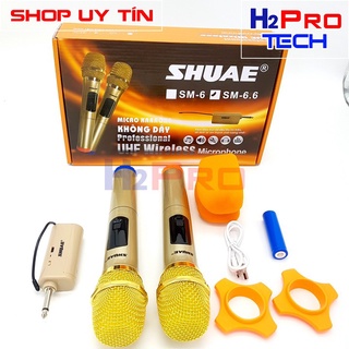 [ FREESHIP ] Bộ 2 micro không dây Shuae SM6.6-hát karaoke gia đình, làm MC tiệc tùng, hội nghị, khả năng hút âm tốt