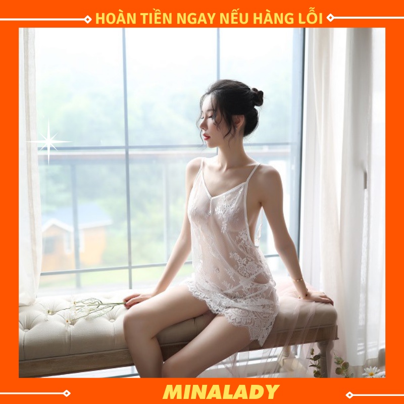 Váy Ngủ Ren Sexy - Đầm Ngủ Nữ Sexy Xuyên Thấu Gợi Cảm Kèm Quần Lọt Khe Giá Rẻ Nhiều Màu Đỏ, Đen,..- REN HOA XUYÊN THẤU