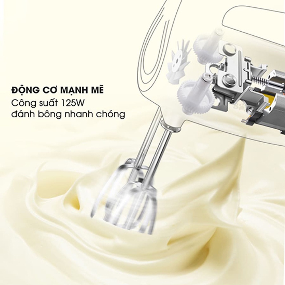 Máy đánh trứng Mini cầm tay Bear DDQ-B02P5 - Thiết kế cầm tay nhỏ gọn - 5 chế độ đánh - Bảo Hành 12 Tháng