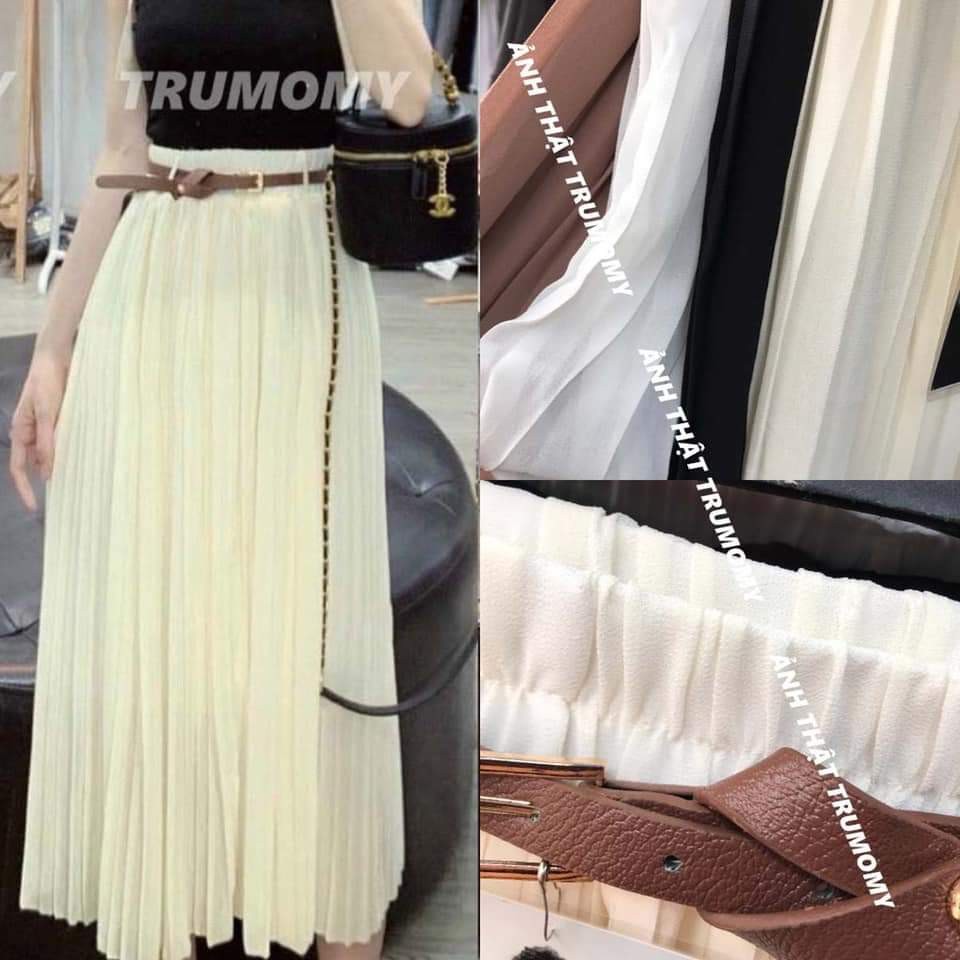 Chân váy von kèm đai nhiều màu sắc xếp ly dáng dài | BigBuy360 - bigbuy360.vn