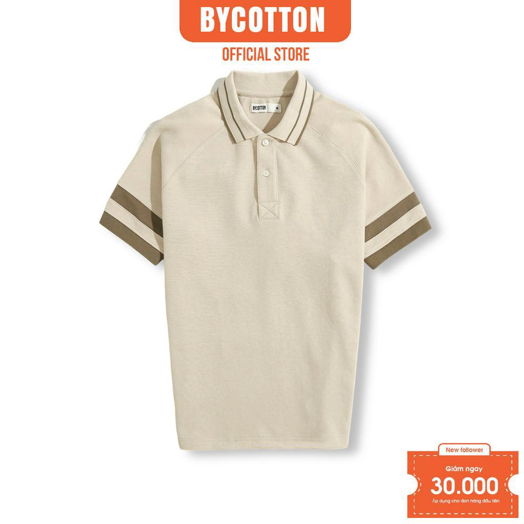 [Mã BYCO30P giảm ngay 30%] Áo Thun Nam Cao Cấp Polo RAGLAN 2 LAYER CREAM 040223 BY COTTON